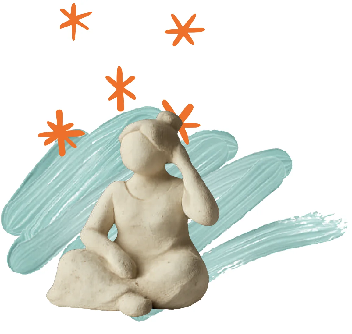 Figura de yeso sin pintar, sentada